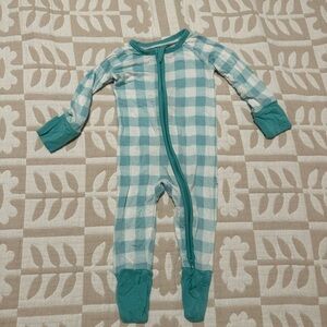 Little Sleepies Aqua Gingham EUC 0-3 mos